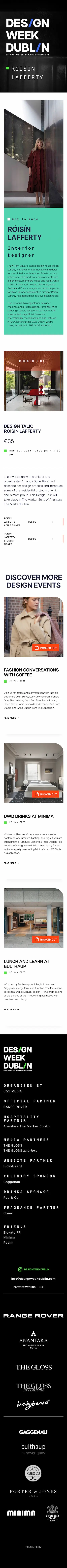 screenshot of dublin design week website speaker page mobile version