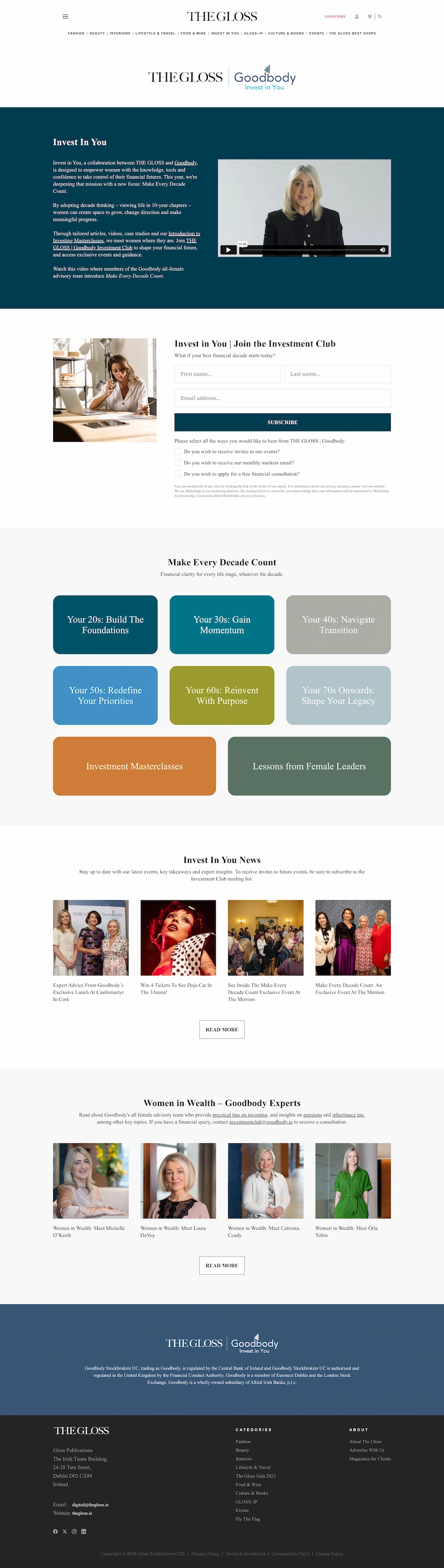 screenshot of thegloss.ie website on desktop