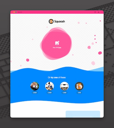 screenshot of squoosh image optimiser app